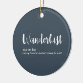 Wanderlust-definitie witte grijze blauwe kleur keramisch ornament (Links)