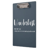 Wanderlust-definitie witte grijze blauwe kleur klembord (Links)