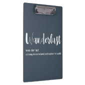 Wanderlust-definitie witte grijze blauwe kleur klembord (Rechts)