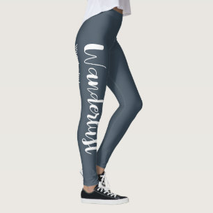 Wanderlust-definitie witte grijze blauwe kleur leggings
