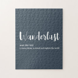 Wanderlust-definitie witte grijze blauwe kleur legpuzzel