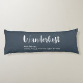 Wanderlust-definitie witte grijze blauwe kleur lichaamskussen (Achterkant)