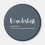 Wanderlust-definitie witte grijze blauwe kleur magneet (Voorkant)