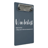 Wanderlust-definitie witte grijze blauwe kleur mini klembord (Schuin)
