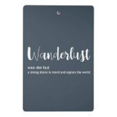 Wanderlust-definitie witte grijze blauwe kleur mini klembord (Achterkant)