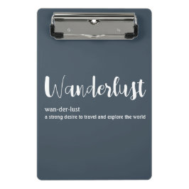 Wanderlust-definitie witte grijze blauwe kleur mini klembord