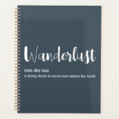Wanderlust-definitie witte grijze blauwe kleur planner (Voorkant)