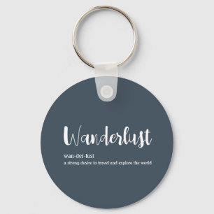 Wanderlust-definitie witte grijze blauwe kleur sleutelhanger