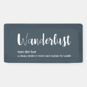 Wanderlust-definitie witte grijze blauwe kleur spandoek (Horizontaal)