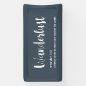 Wanderlust-definitie witte grijze blauwe kleur spandoek (Verticaal)