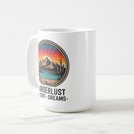 Wanderlust Desert Dreams Retro Sunset Travel Koffiemok (Voorkant links)
