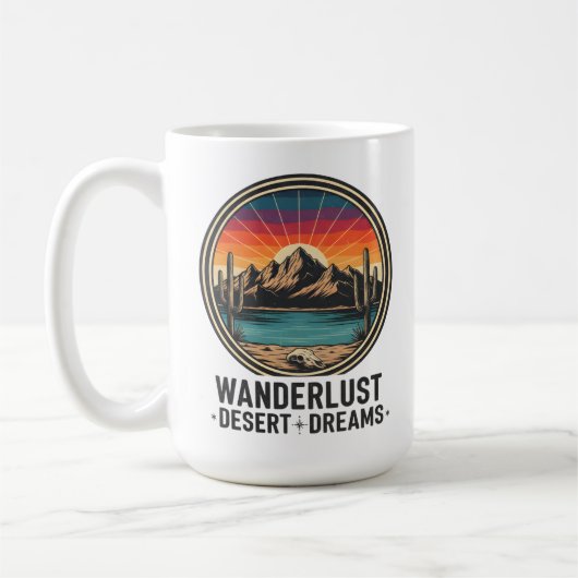 Wanderlust Desert Dreams Retro Sunset Travel Koffiemok (Links)