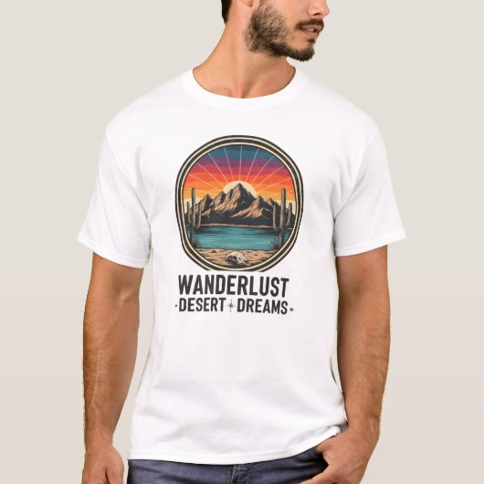 Wanderlust Desert Dreams Retro Zonsondergang T-shirt (Voorkant)