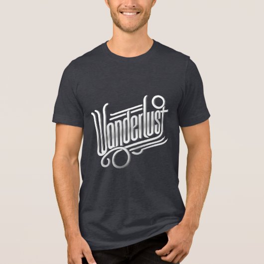Wanderlust – Elegante Metallic Typografie Tri-Blend Shirt (Voorkant)