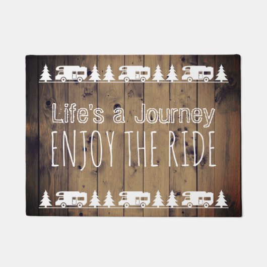 Wanderlust Geniet van de Ride Camper Trailer Deurmat (Voorkant)