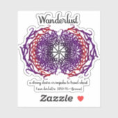 Wanderlust Graphic Text Art Mandala + Word Beteken Sticker (Vel)