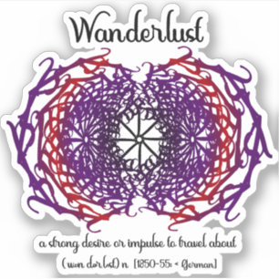 Wanderlust Graphic Text Art Mandala + Word Beteken Sticker