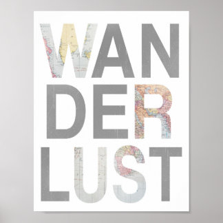 Wanderlust Gray Punch Out  Kaart Poster