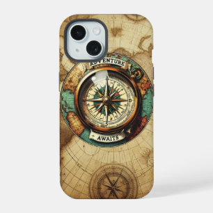 Wanderlust Kompas iPhone / iPad hoes 15 Case