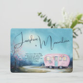 Wanderlust Liefde Trailer Sjabloon Bruiloft Kaart (Staand voorkant)