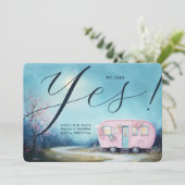 Wanderlust Liefde Trailer Sjabloon Bruiloft Kaart (Staand voorkant)