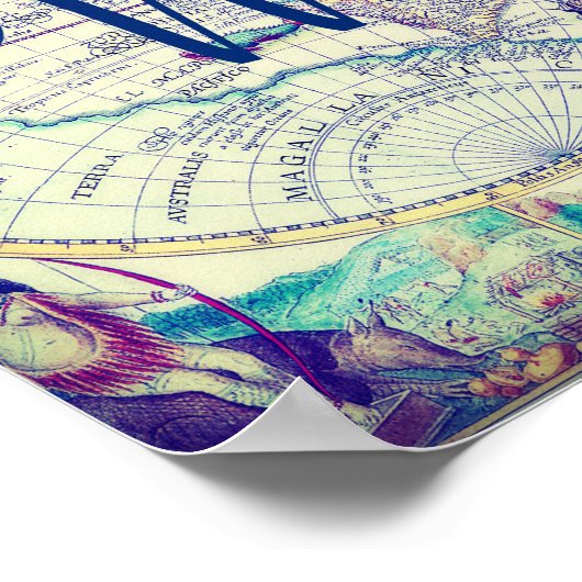 Wanderlust  Map Reisposter Wall Art Poster (Hoek)