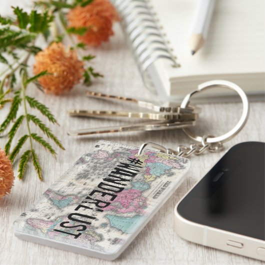Wanderlust map sleutelhanger (Voorkant Rechts)