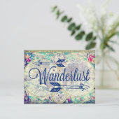Wanderlust  Map  Travel Briefkaart (Staand voorkant)