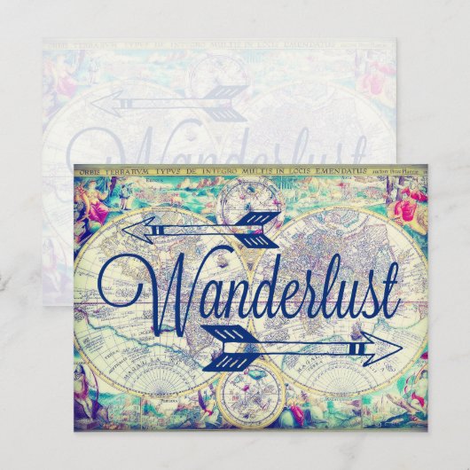 Wanderlust  Map  Travel Briefkaart (Voorkant / Achterkant)