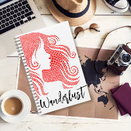 Wanderlust Meisjessilhouet in Rode Hart Notitieboek