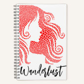 Wanderlust Meisjessilhouet in Rode Hart Notitieboek (Voorkant)
