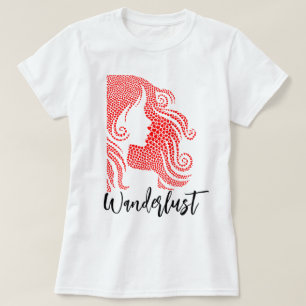 Wanderlust Meisjessilhouet in Rode Hart T-shirt