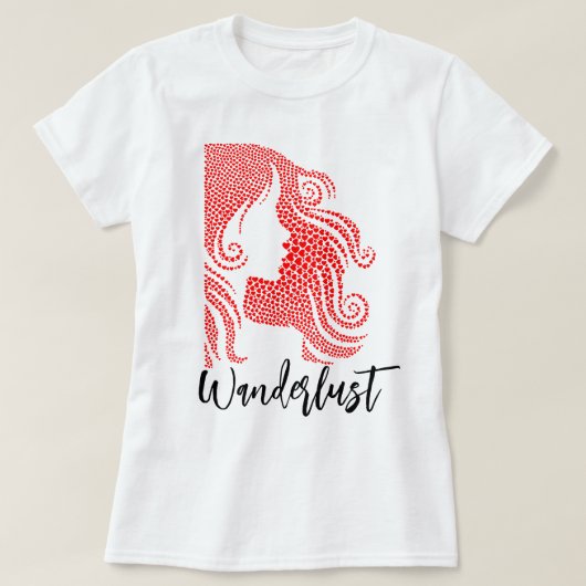 Wanderlust Meisjessilhouet in Rode Hart T-shirt (Design voorkant)