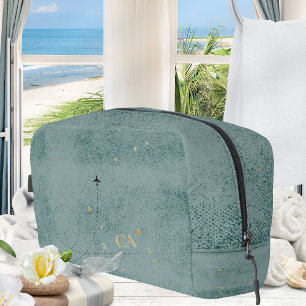 Wanderlust Monogram Vliegtuig Donkerblauw Goud Toilettasje