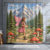 Wanderlust Mountain Fairy Hiker Fairycore Mushroom Douchegordijn