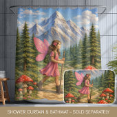Wanderlust Mountain Fairy Hiker Fairycore Mushroom Douchegordijn
