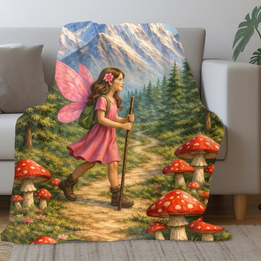 Wanderlust Mountain Fairy Hiker Fairycore Mushroom Fleece Deken