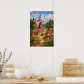 Wanderlust Mountain Fairy Hiker Fairycore Mushroom Poster (Keuken)