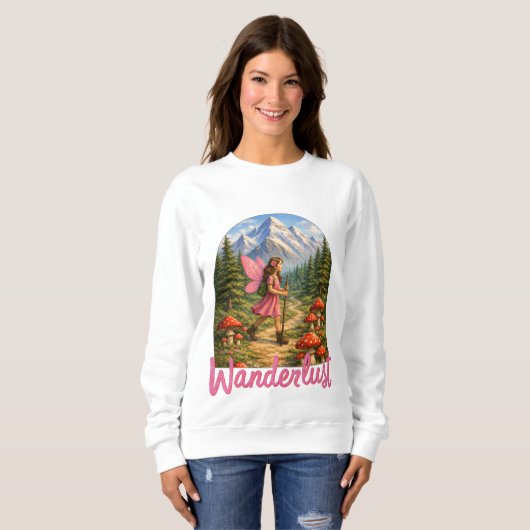 Wanderlust Mountain Fairy Hiker Fairycore Mushroom Trui (Voorkant volledig)
