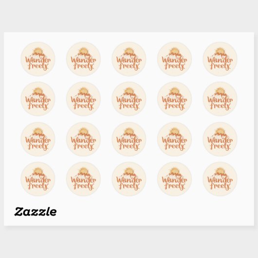 Wanderlust Mountain Sun Boho Typography Ronde Sticker (Vel)