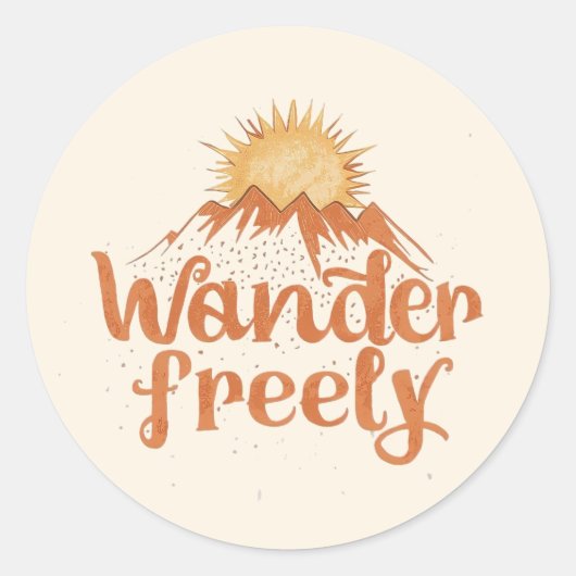 Wanderlust Mountain Sun Boho Typography Ronde Sticker (Voorkant)