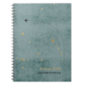 Wanderlust Naam Vliegtuig Donkerblauw Goud Reizen Notitieboek (Voorkant)