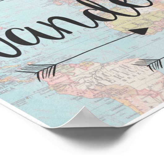 Wanderlust op het poster van de  wereldkaart (Hoek)