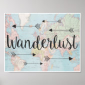 Wanderlust op het poster van de  wereldkaart (Voorkant)