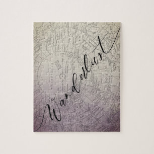 Wanderlust Paarse Ombre Watercolor Avonturenkaart Legpuzzel