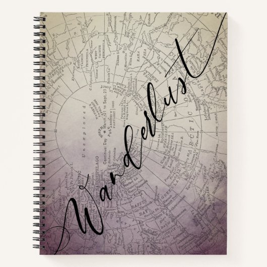 Wanderlust Paarse Ombre Waterverf Adventure Map Notitieboek (Voorkant)