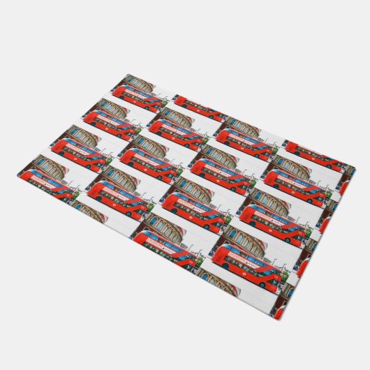Wanderlust Red London Bus Ride Traveler Funky Fun Deurmat (Schuin)