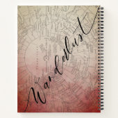 Wanderlust Red Ombre Waterverf Vintage Reiskaart Notitieboek (Achterkant)