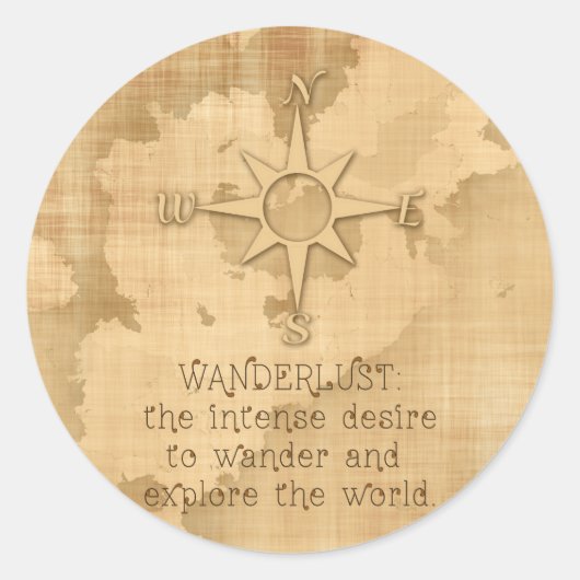 "Wanderlust..." Reizende offerte op  papier Ronde Sticker (Voorkant)