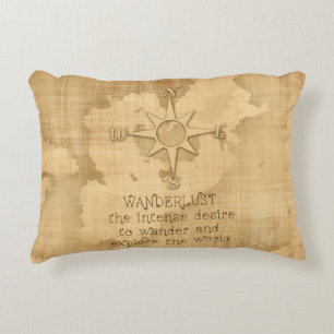 Wanderlust..." Reizigerprijsopgave op  papier Decoratief Kussen